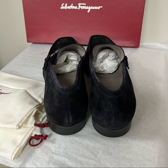 Salvatore Ferragamo Adam Suede Loafers in Dark Blue - Picture 7 of 11